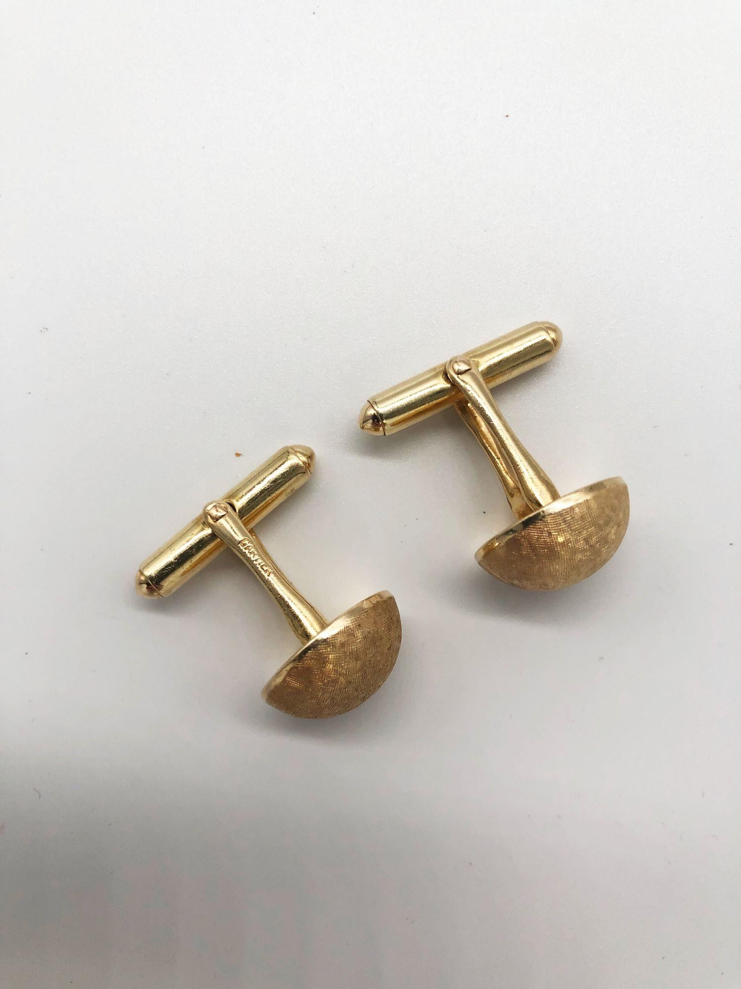 20th Century Vintage Mid Century Cartier Brushed Gold Cufflinks For Sale