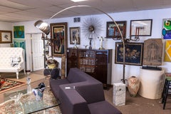 Vintage Mid Century Castiglioni Arc Floor Lamp with Marble Base and Chrome Shade