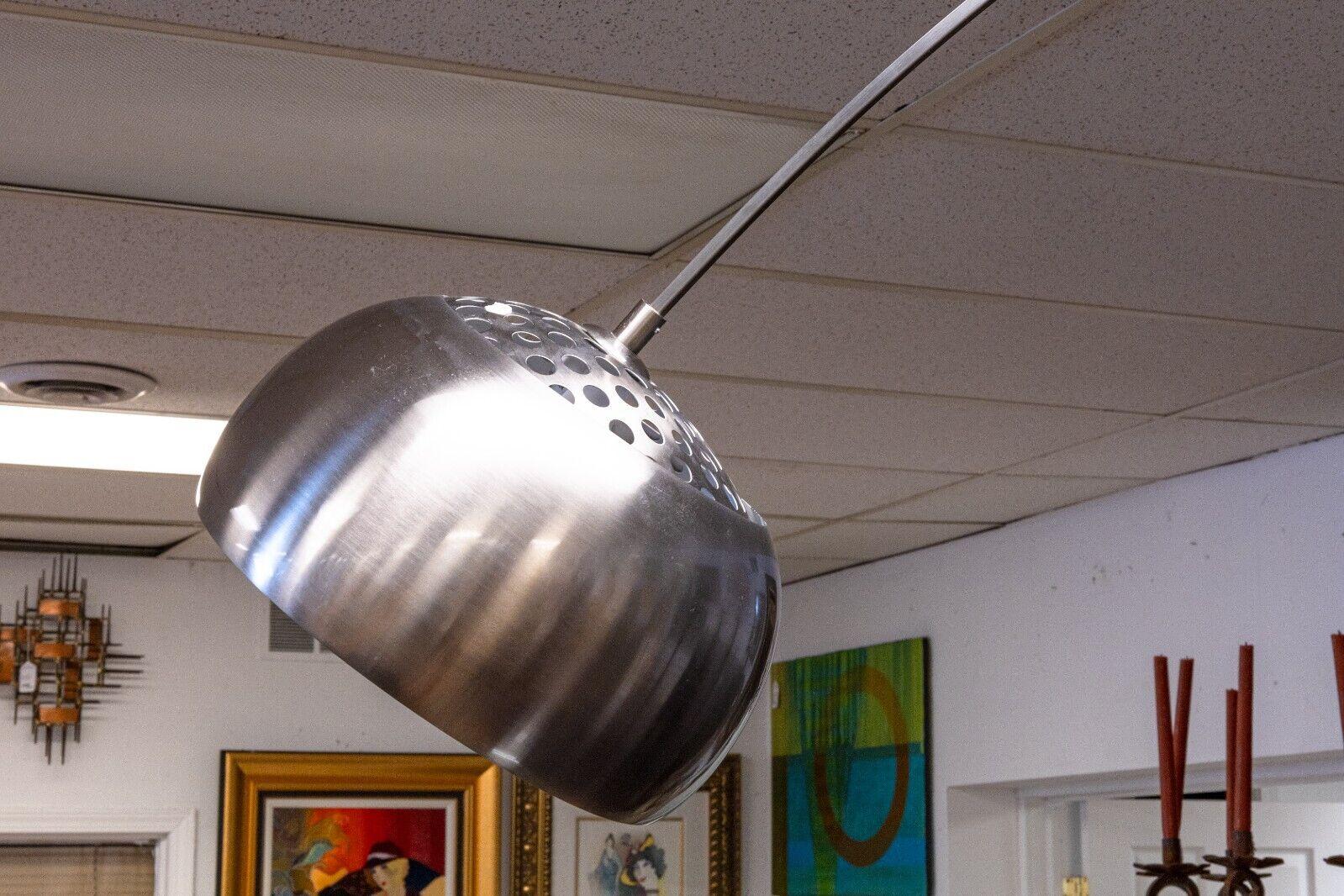 Mid-Century Modern Vintage Mid Century Castiglioni Arc Floor Lamp with Marble Base and Chrome Shade