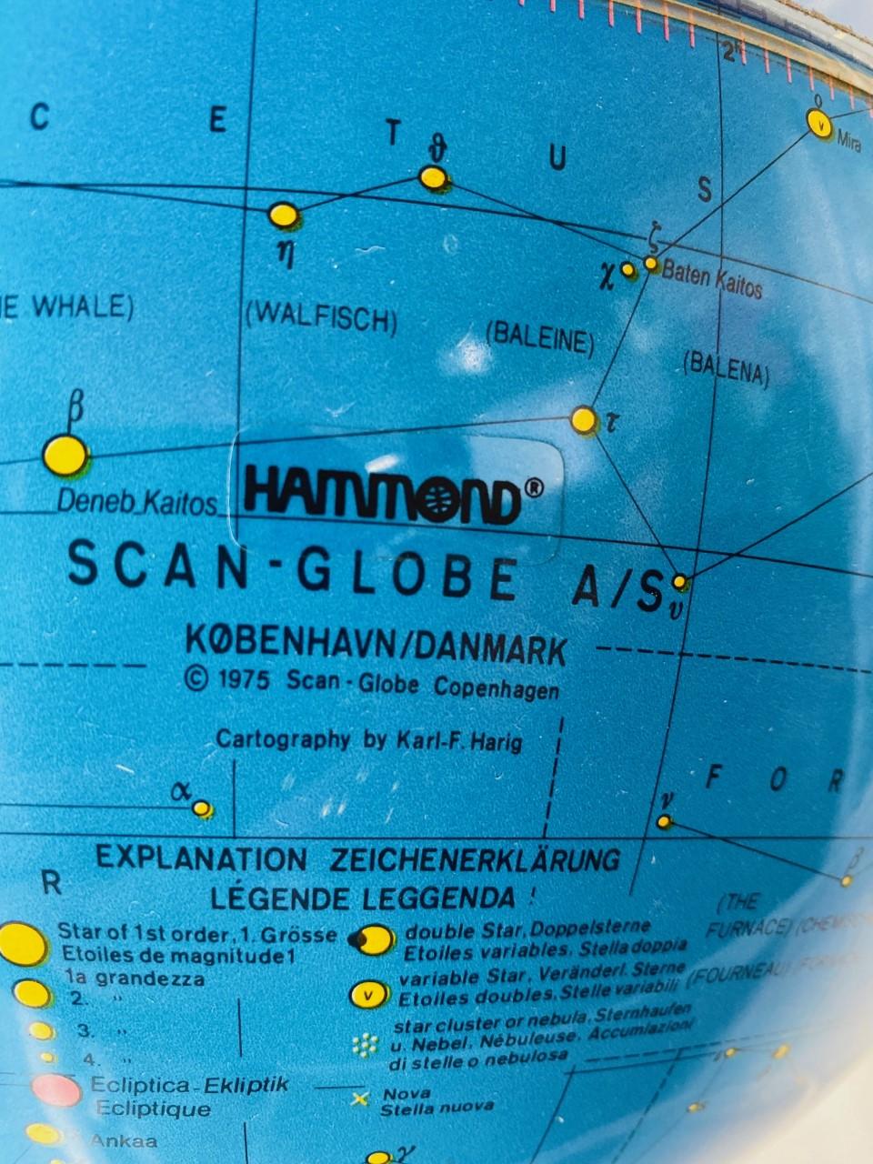 Vintage Mid Century Celestial Illuminated Scan-Globe Copenhagen 1975 1