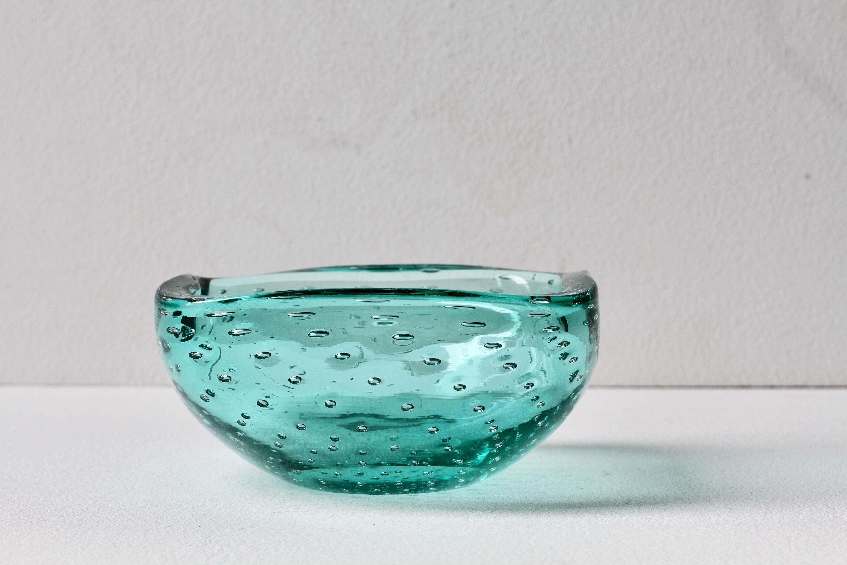 Mid-Century Modern Vintage Mid-Century Cenedese Murano Glass Bullicante Bubble Bowl Dish or Ashtray For Sale
