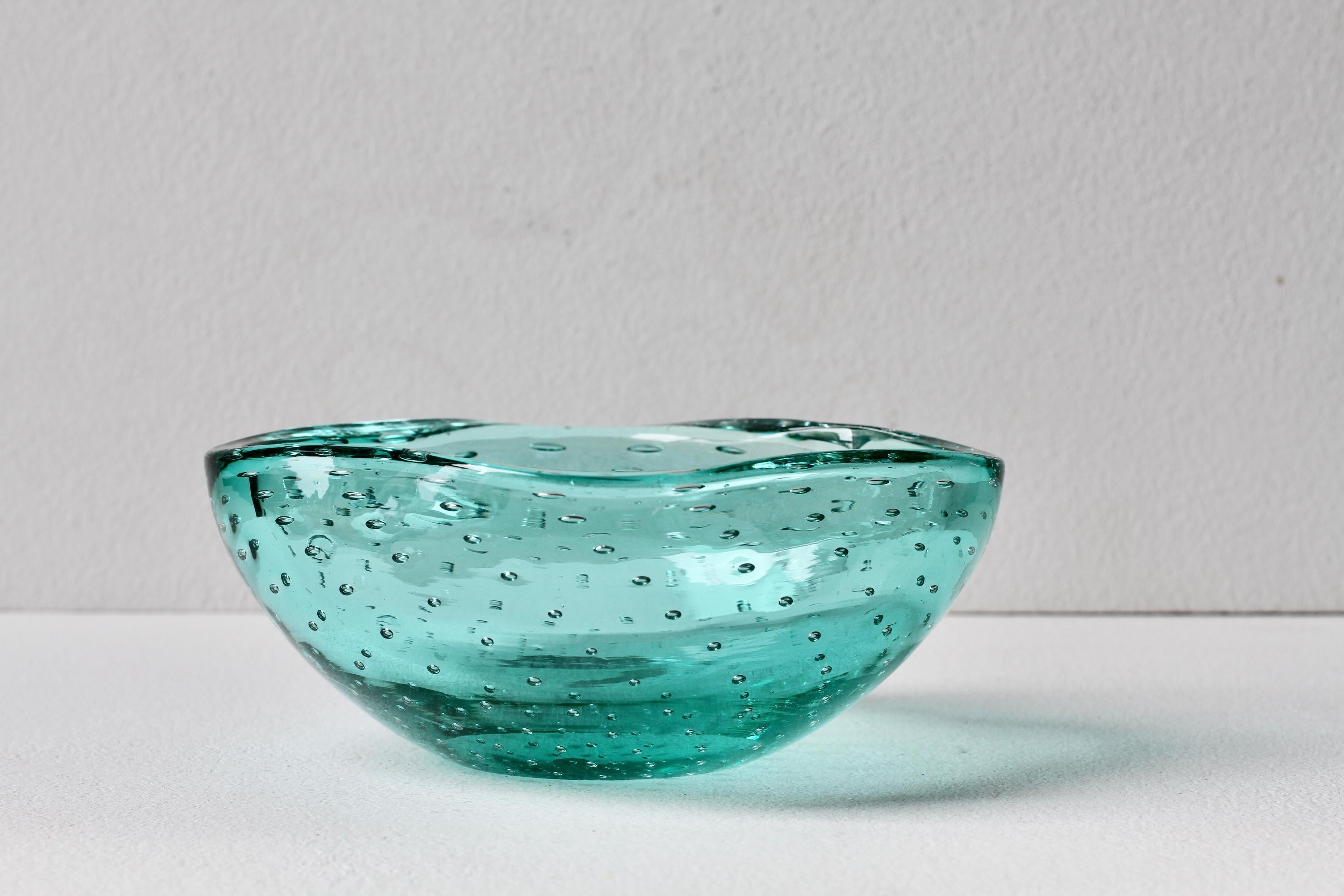 20th Century Vintage Mid-Century Cenedese Murano Glass Bullicante Bubble Bowl Dish or Ashtray For Sale