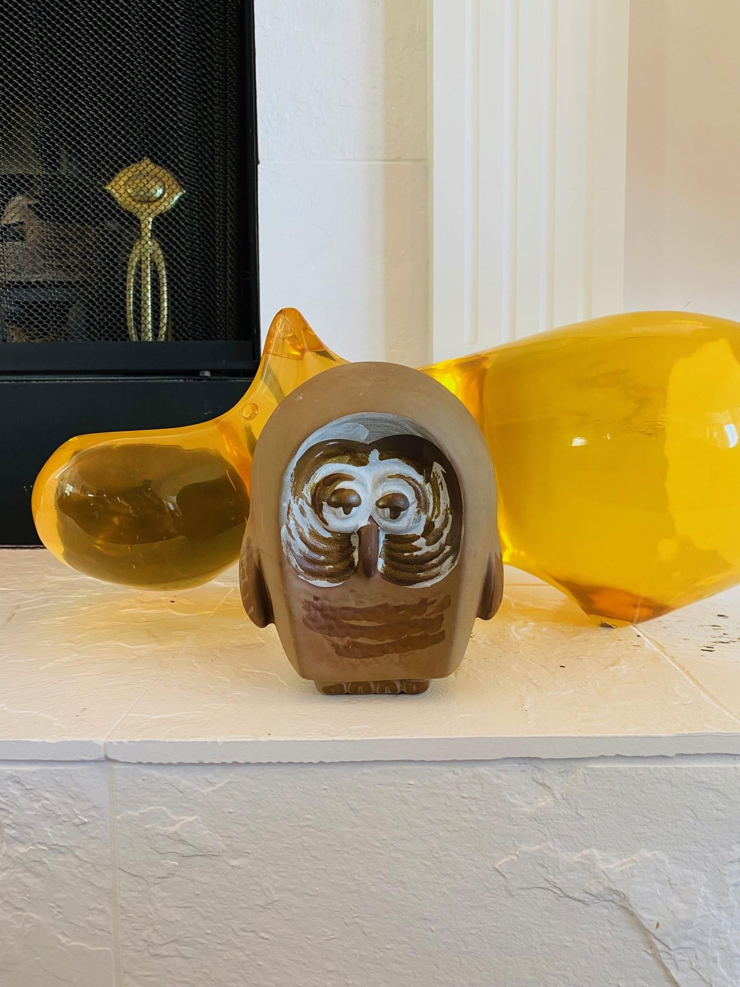 Late 20th Century Vintage Mid Century Ceramic Owl Sculpture by Jaru California Pottery For Sale