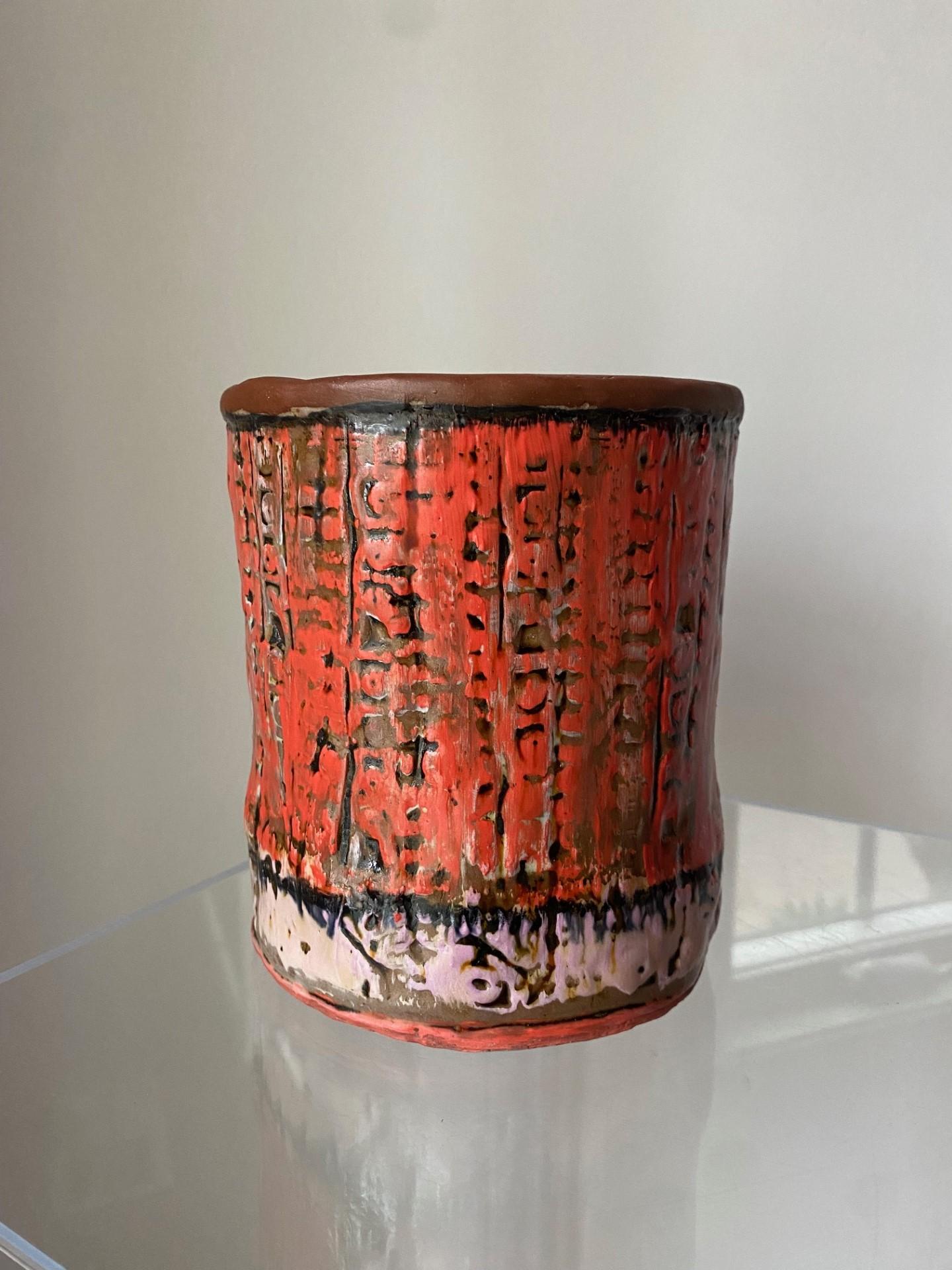 Vintage Keramik Strukturierte Vase 1960er Jahre (Moderne der Mitte des Jahrhunderts) im Angebot