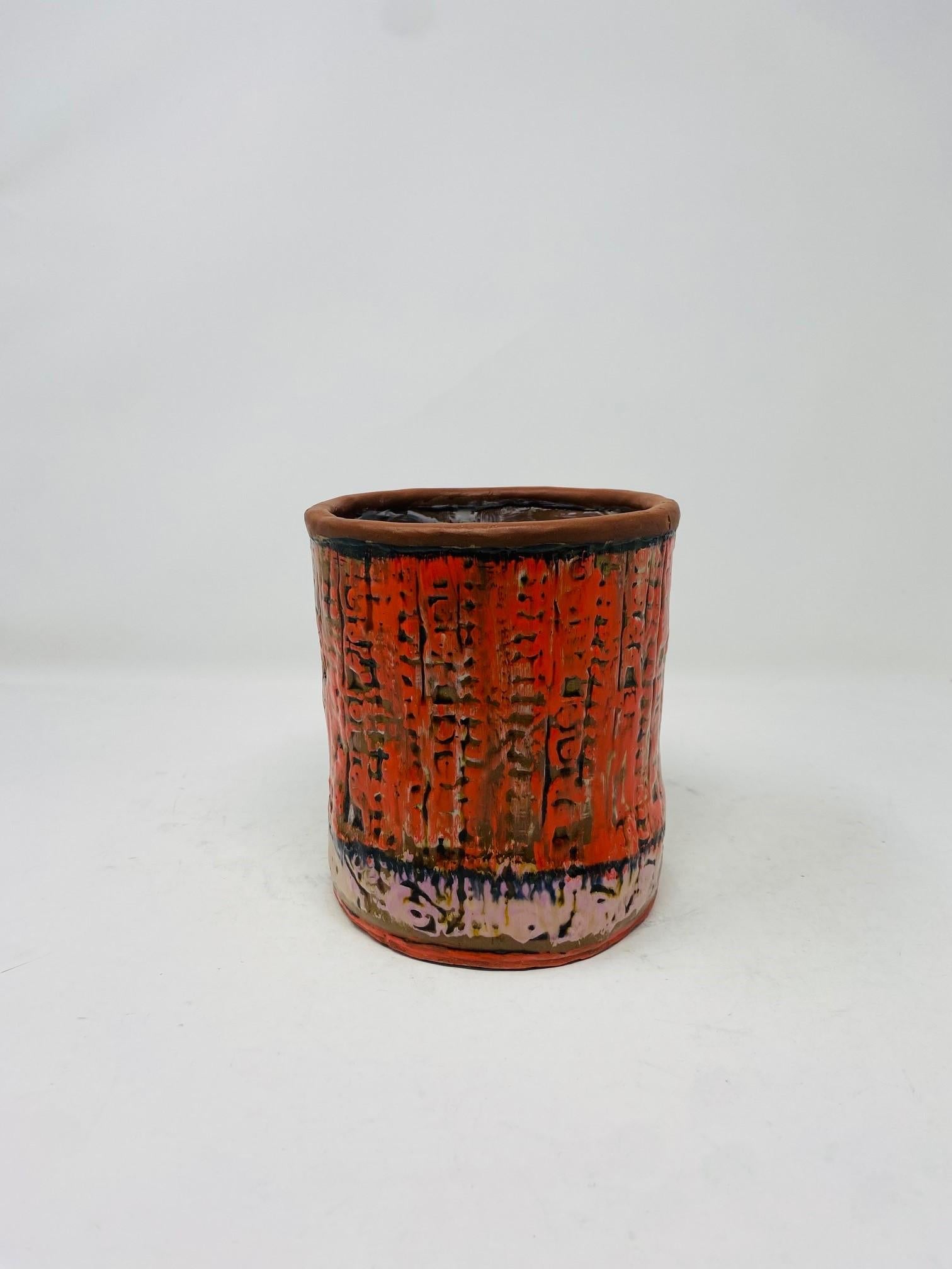 Vintage Keramik Strukturierte Vase 1960er Jahre im Angebot 1