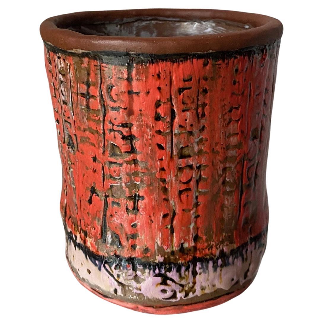 Vase vintage en céramique texturée du milieu du siècle 1960