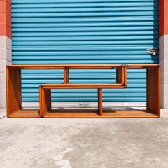 Vintage Midcentury Cerused Oak Modular Media Console and Side Tables