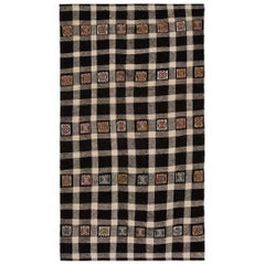 Vintage Mid-Century Checkered Flatweave Rug