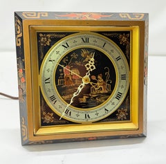 Vintage Mid Century Chelsea Clock Orologio da scrivania Elettronomo Chinoiserie Telaio in bronzo