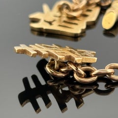 Vintage Mitte des Jahrhunderts Chinesische Zeichen Fú Shò Manschettenknöpfe 18K Gelbgold