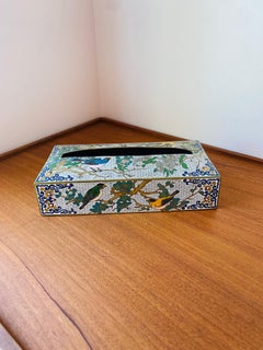 Vintage Mid Century Chinese Cloisonne Facial Tissue Holder