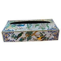 Vintage Mid Century Chinese Cloisonne Facial Tissue Holder