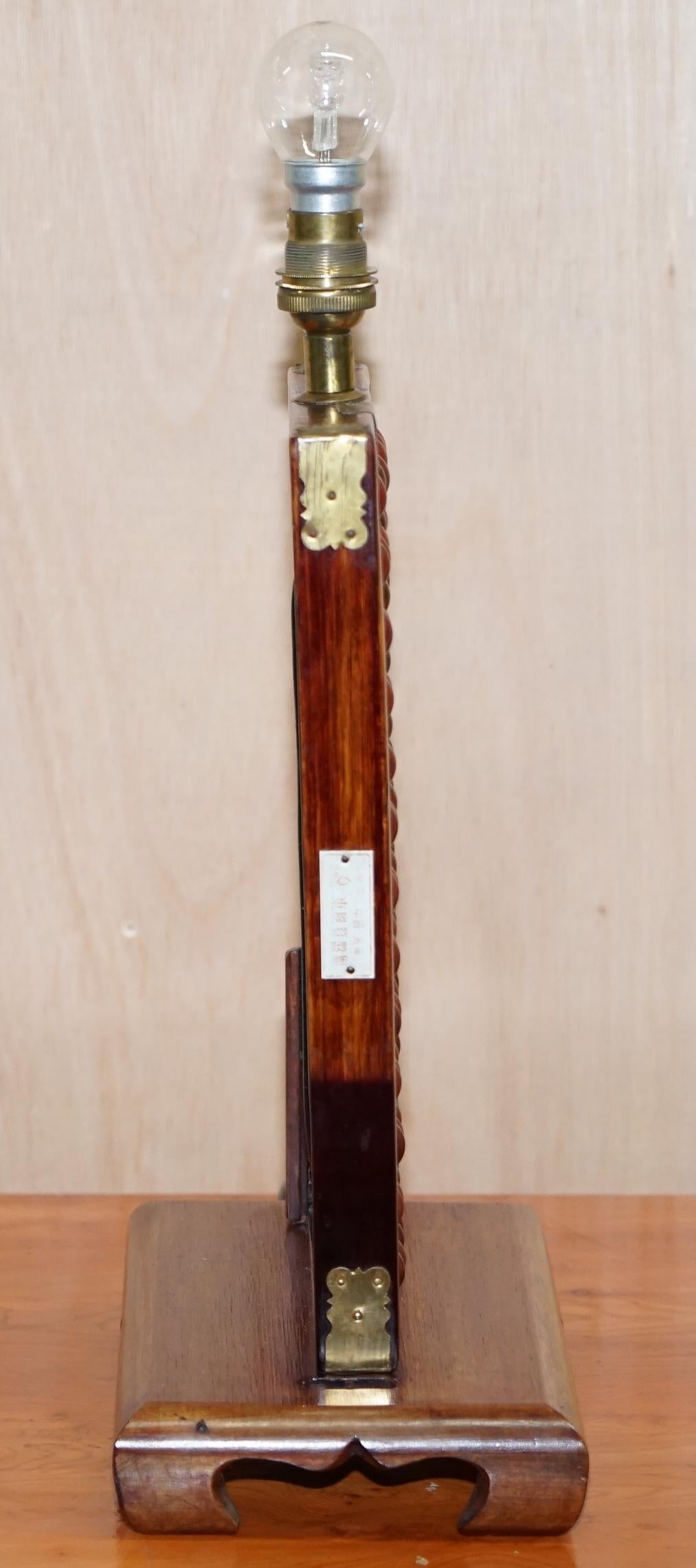Vintage Midcentury Chinese Hardwood Abacus Lamp Fully Stamped Original Fittings en vente 4
