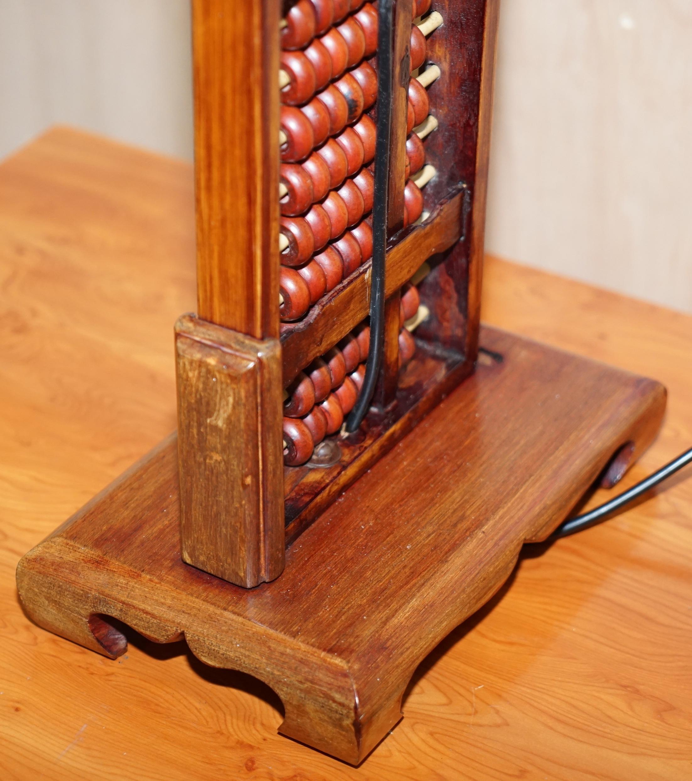 Vintage Midcentury Chinese Hardwood Abacus Lamp Fully Stamped Original Fittings en vente 2