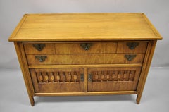 Vintage Mid Century Chinoiserie Fruitwood Buffet Sideboard Credenza Cabinet