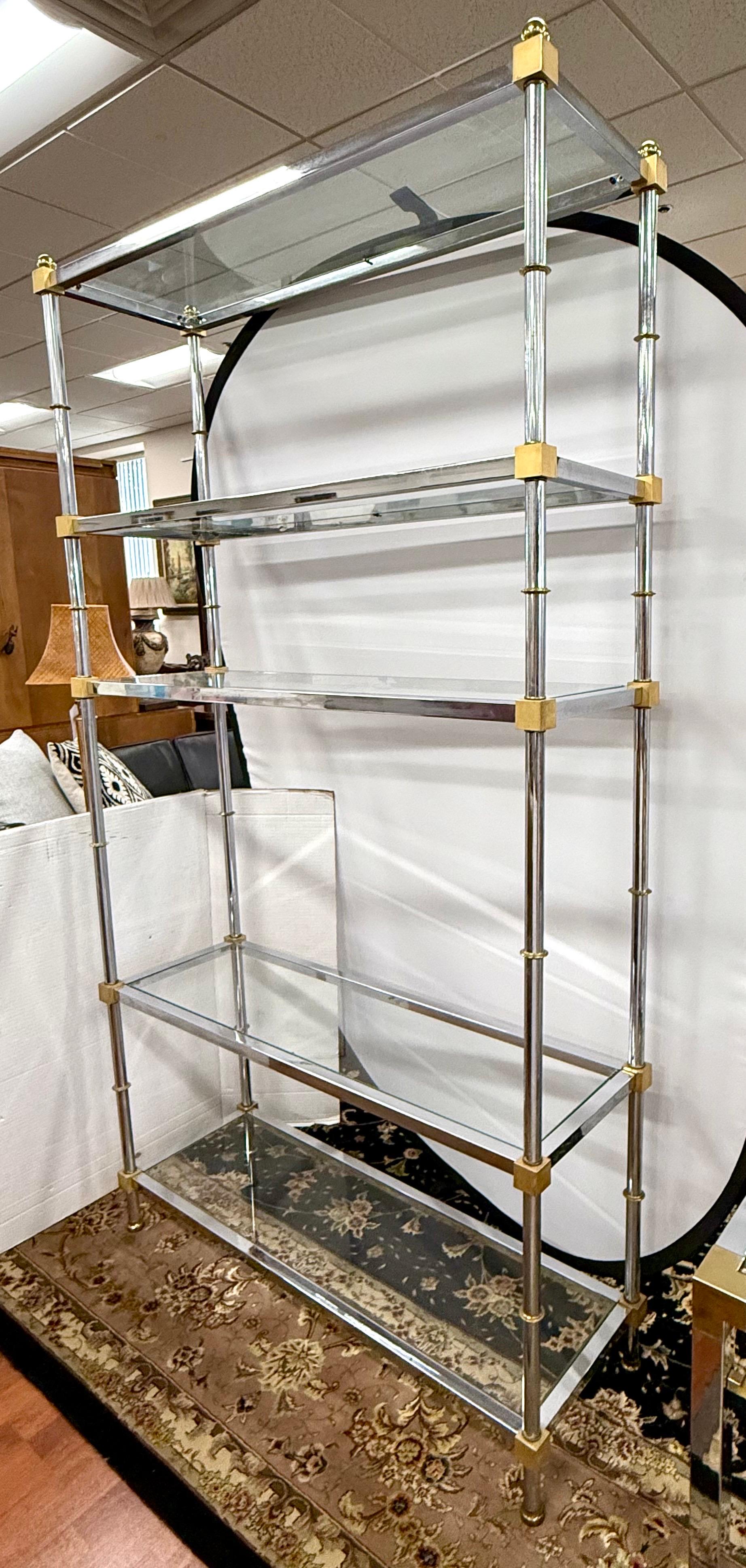 Vintage Mid Century Chrom und Messing Etagere Regal Unit Etegere im Angebot 5