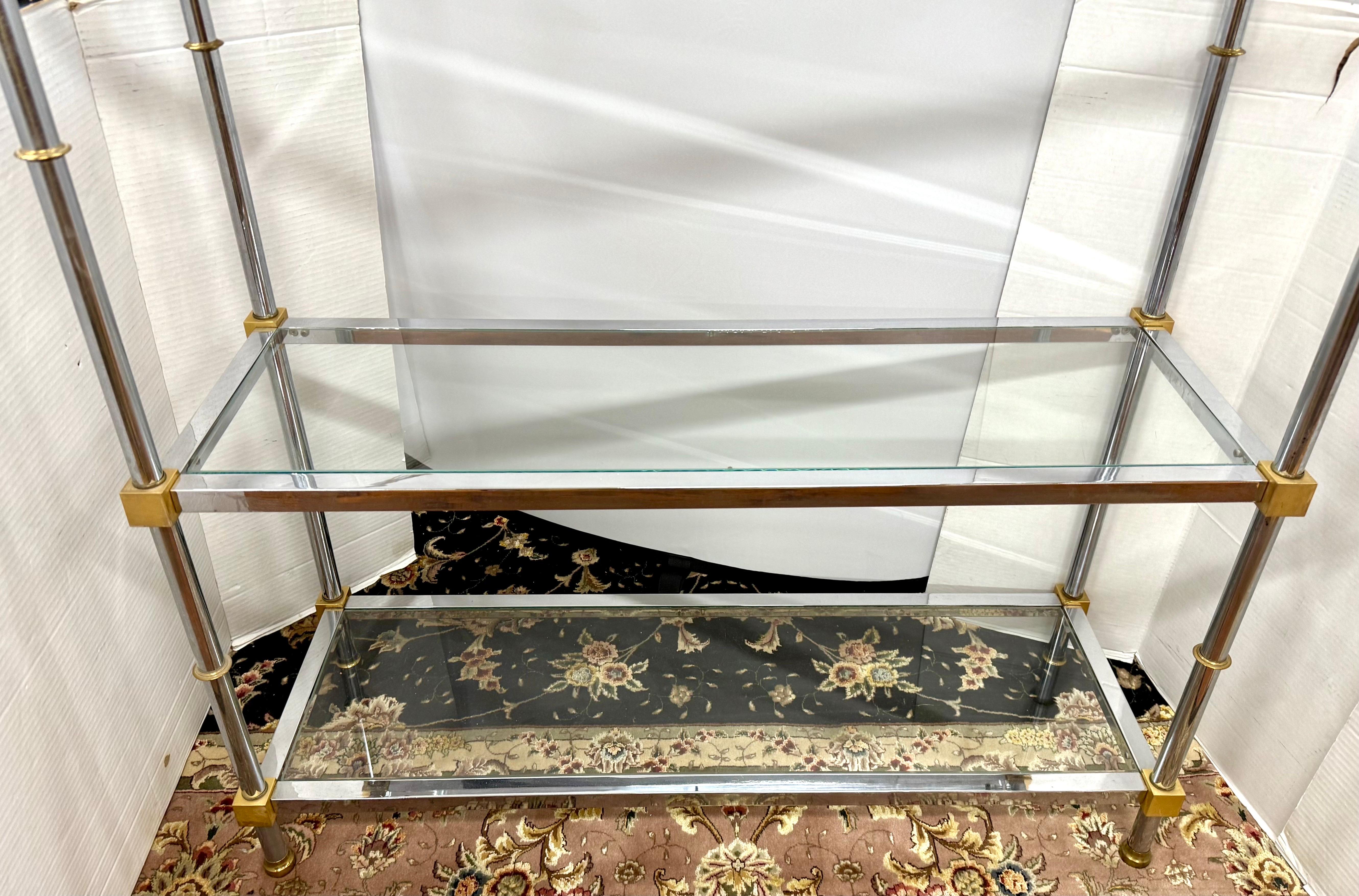 Vintage Mid Century Chrom und Messing Etagere Regal Unit Etegere im Zustand „Gut“ im Angebot in West Hartford, CT