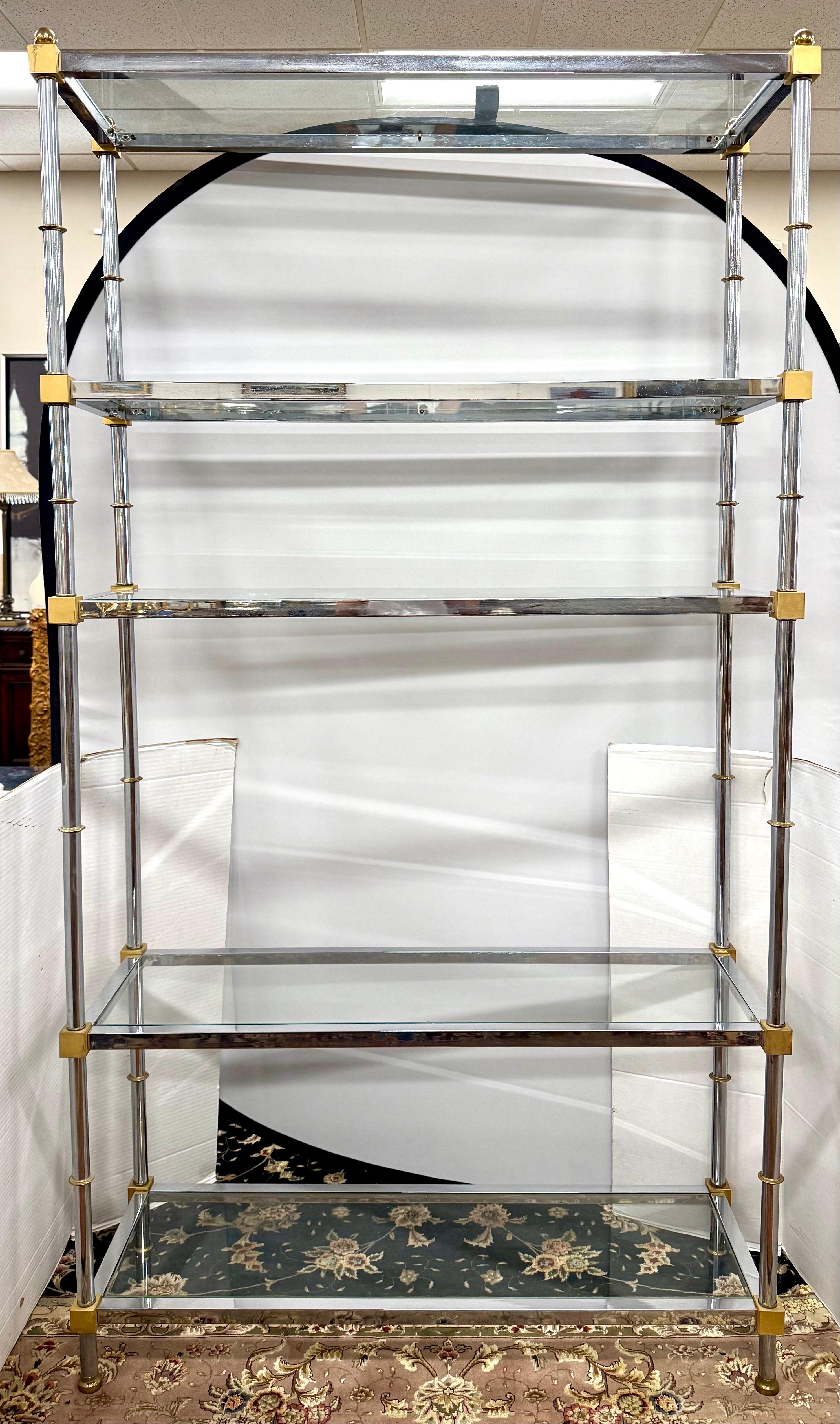 Vintage Mid Century Chrom und Messing Etagere Regal Unit Etegere im Angebot 1