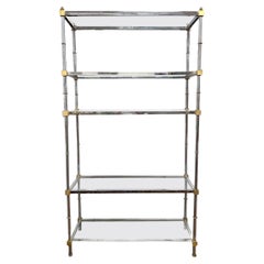 Vintage Mid Century Chrome and Brass Etagere Shelving Unit Etegere