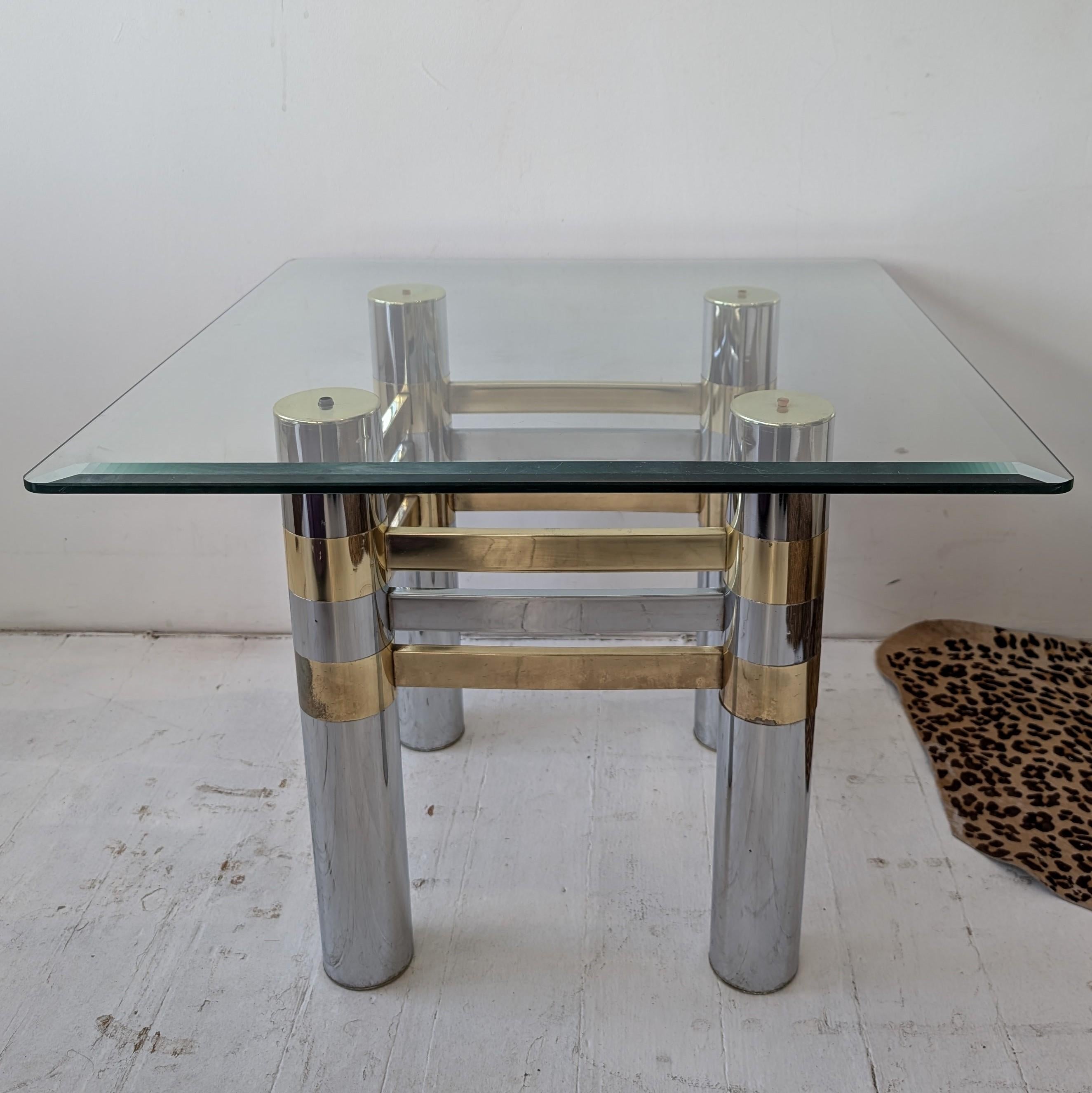 Mid-Century Modern Table basse/latérale vintage du milieu du siècle, chromée et dorée en vente