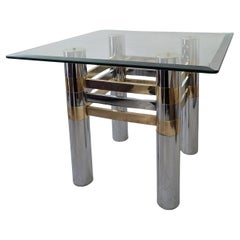 Vintage mid century chrome and gold-plated coffee/side table
