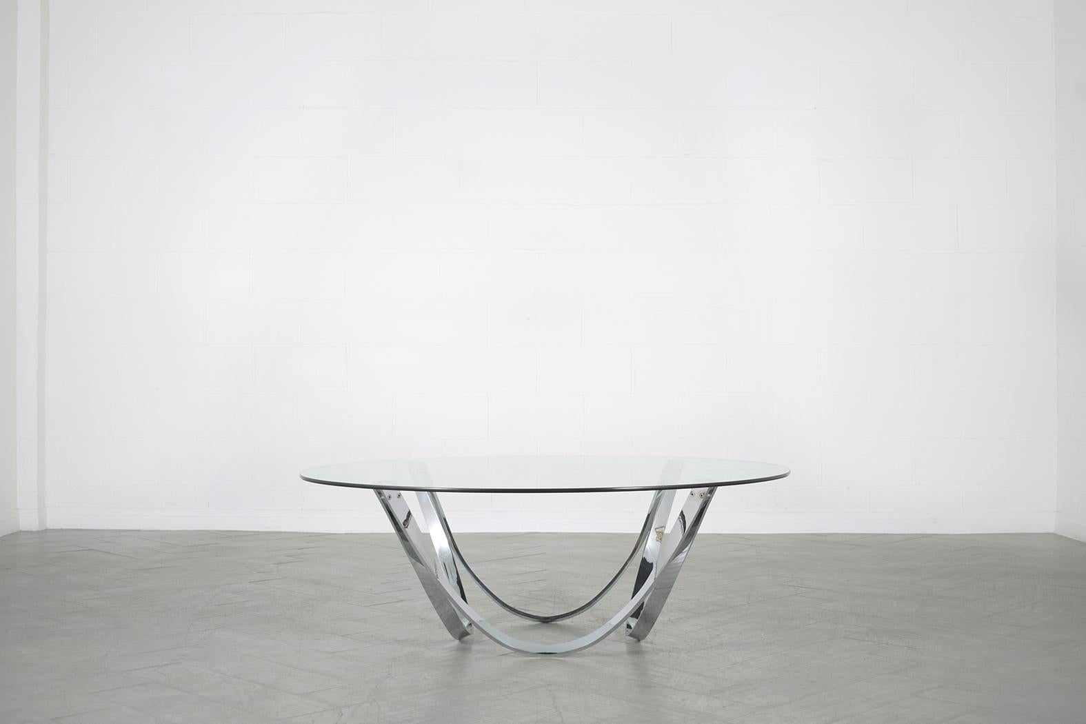 1960s Mid-Century Modern Coffee Table: A Fusion of Steel and Glass 5