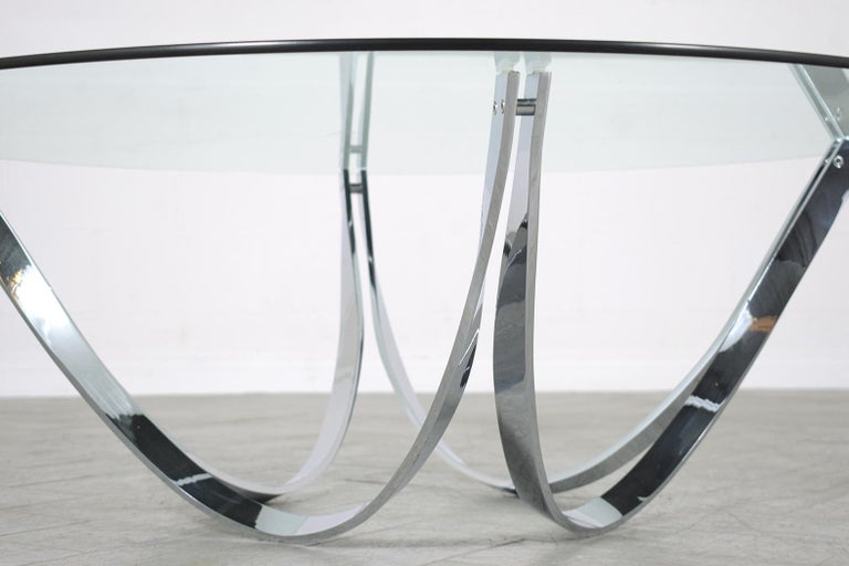 Vintage MidCentury Chrome Glass Coffee Table For Sale at 1stDibs