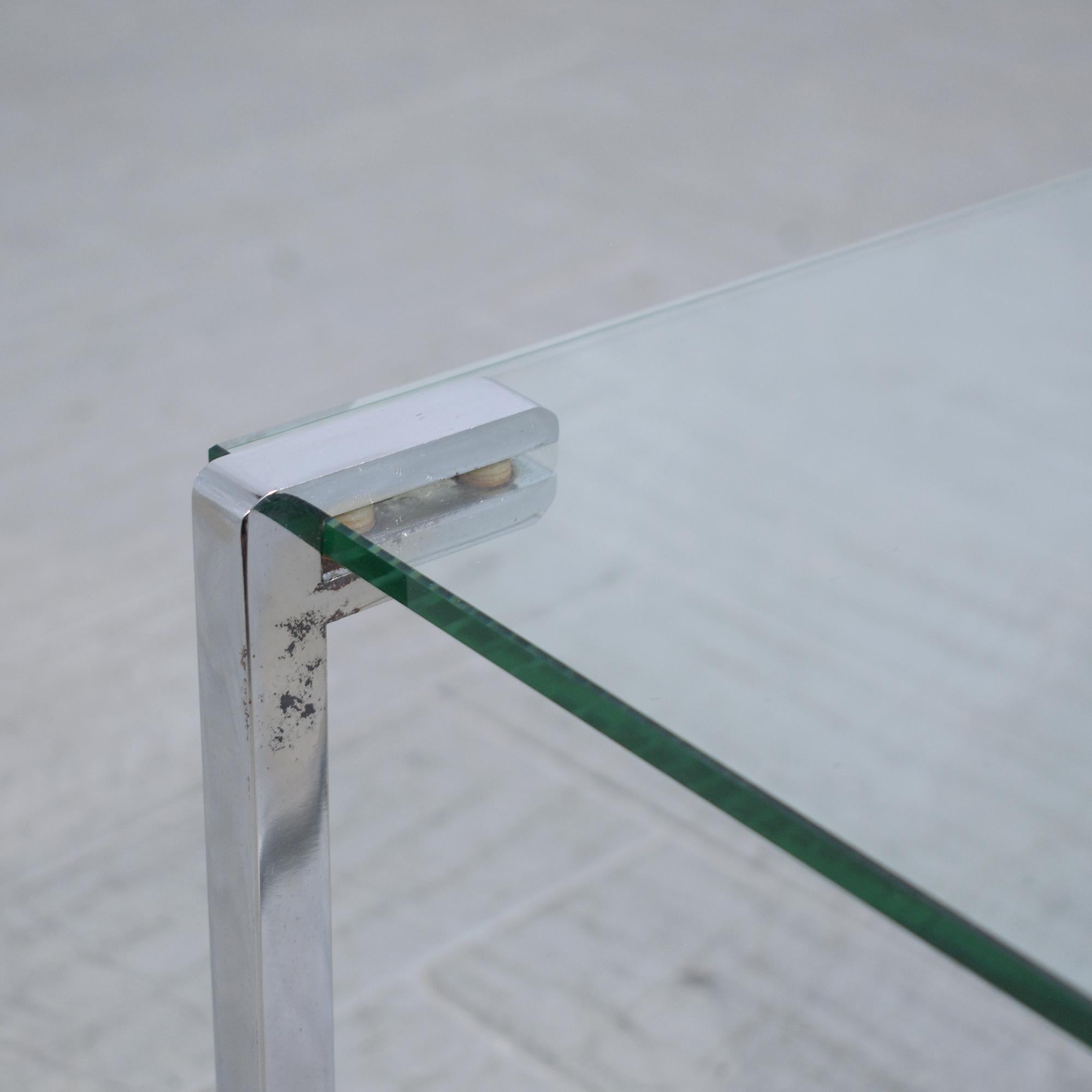 Vintage Chrome and Glass End Tables with Unique 'C' Frame Design For Sale 2