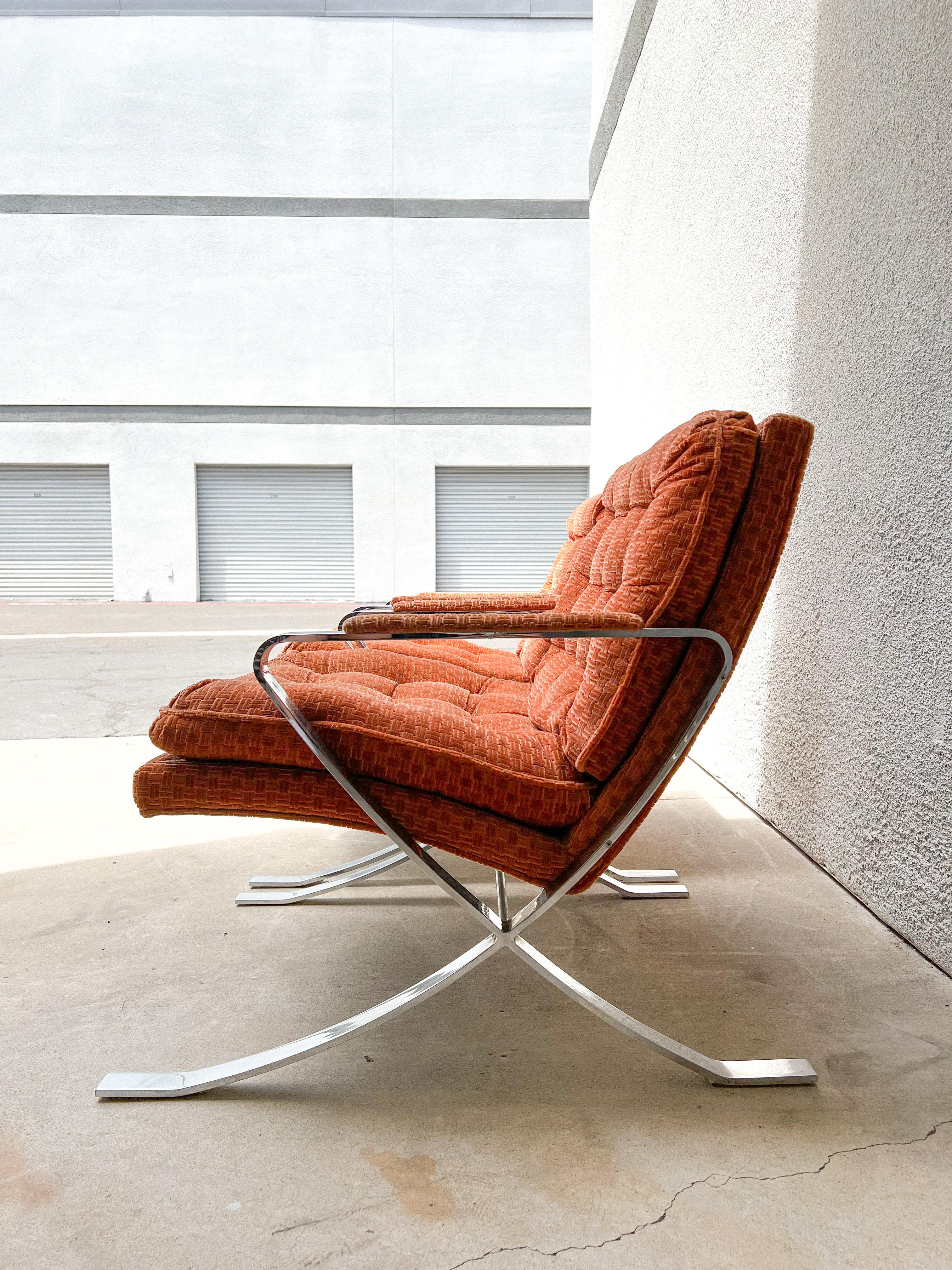 Vintage Mid Century Chrome Lounge Chairs in the Style of Milo Baughman 5