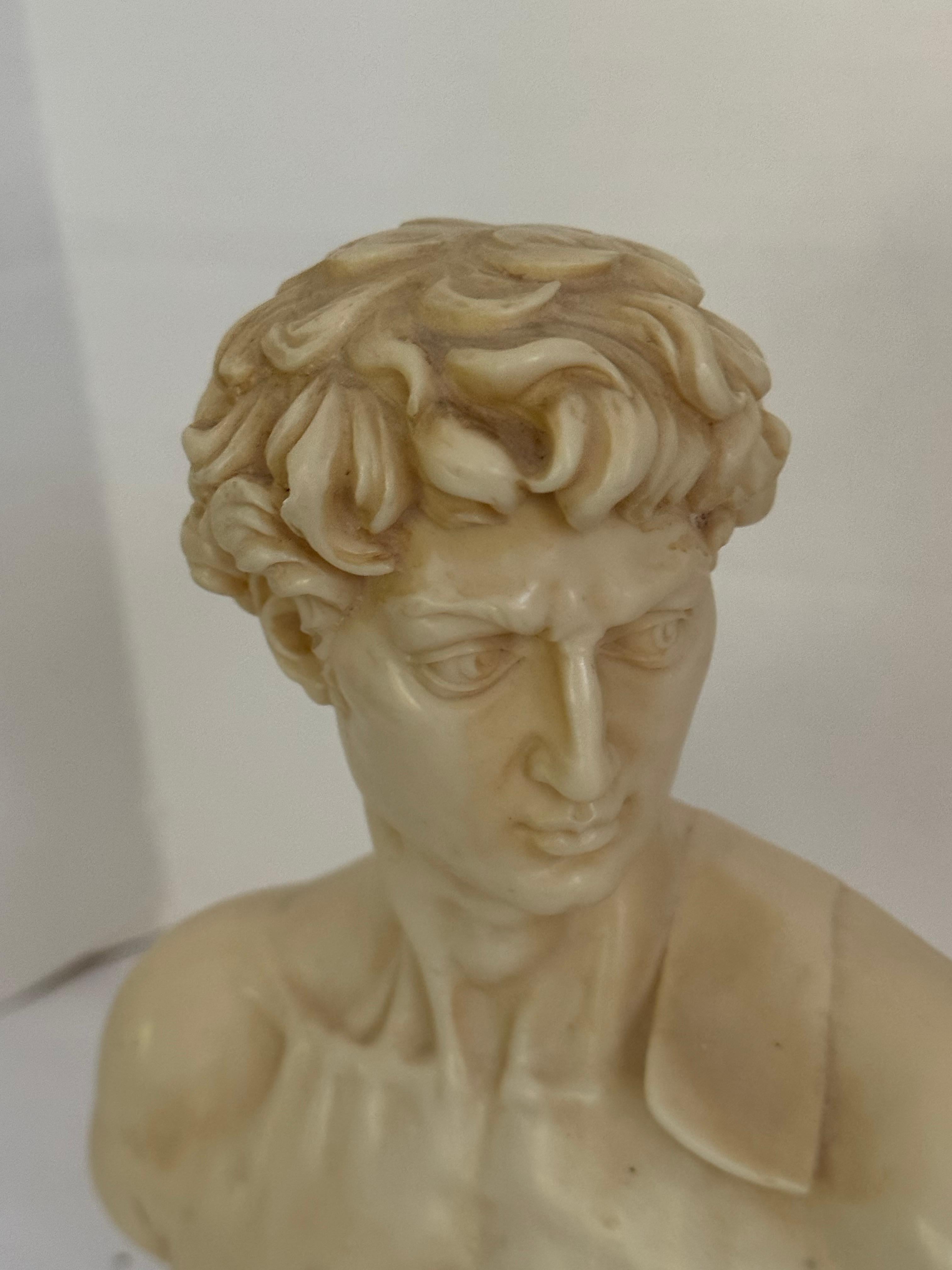 Alabaster Vintage mid century David bust sculpture A Santini made in Italy For Sale