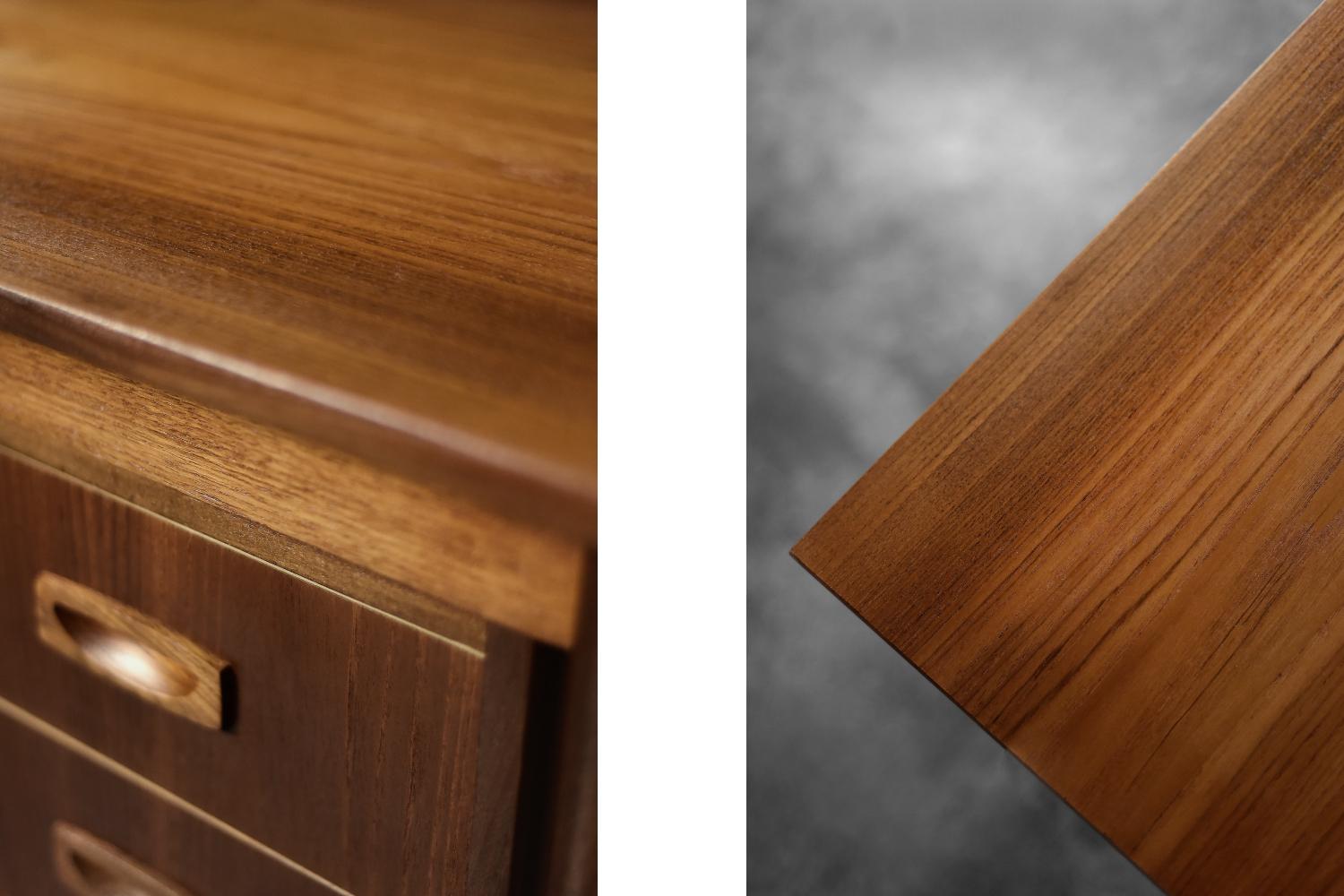 Vintage Mid-Century Classic Scandinavian Modern Teak Wood Desk with Drawers For Sale 8