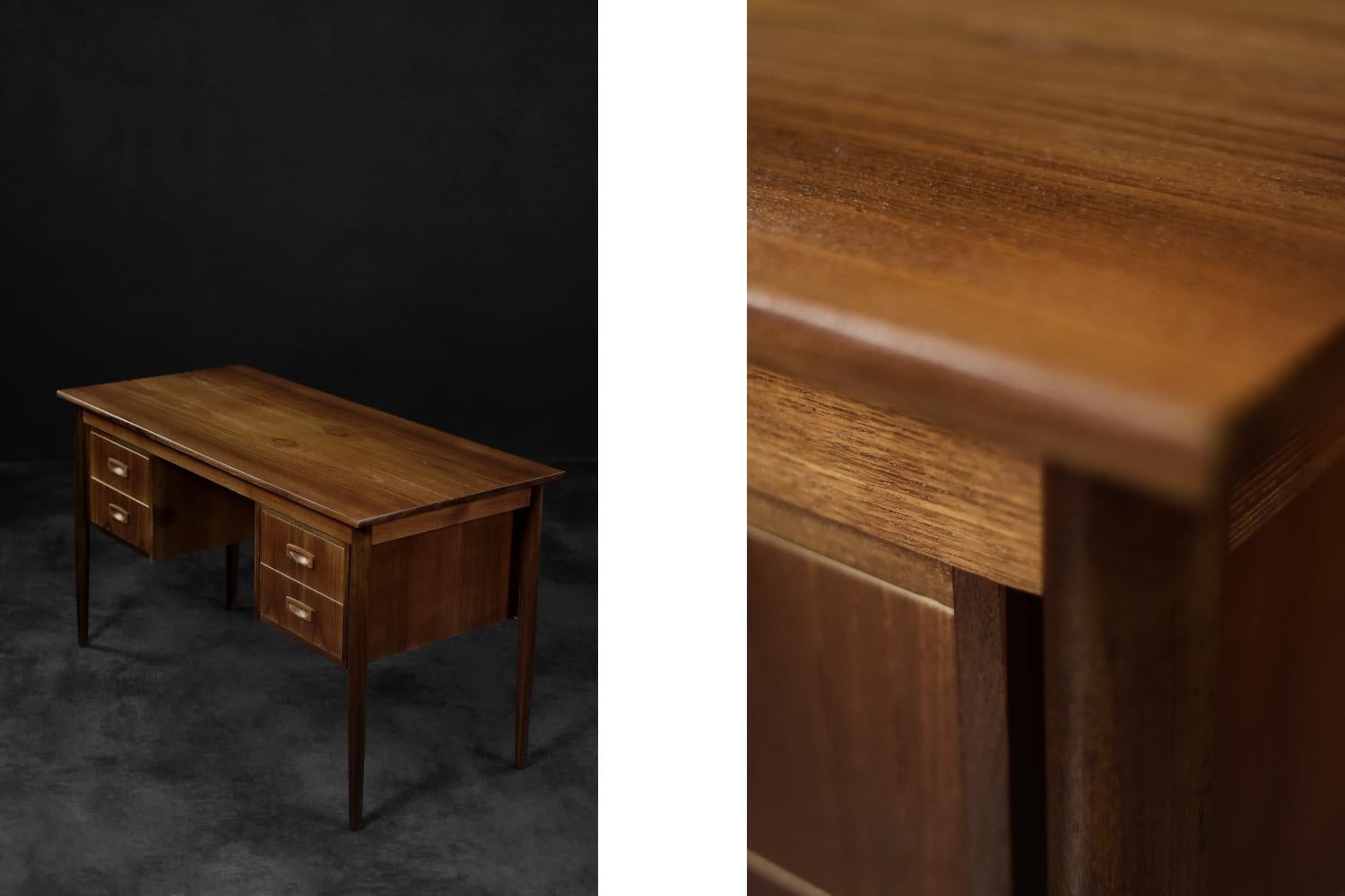 Danish Vintage Mid-Century Classic Scandinavian Modern Teak Wood Desk with Drawers For Sale