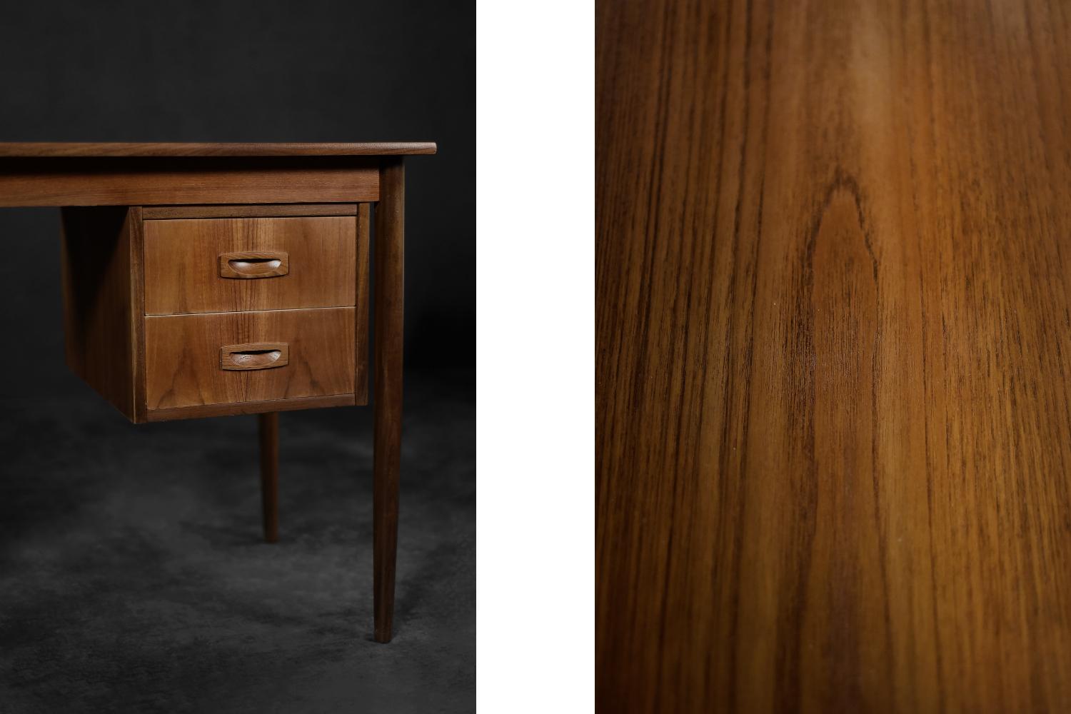 Vintage Mid-Century Classic Scandinavian Modern Teak Wood Desk with Drawers For Sale 1