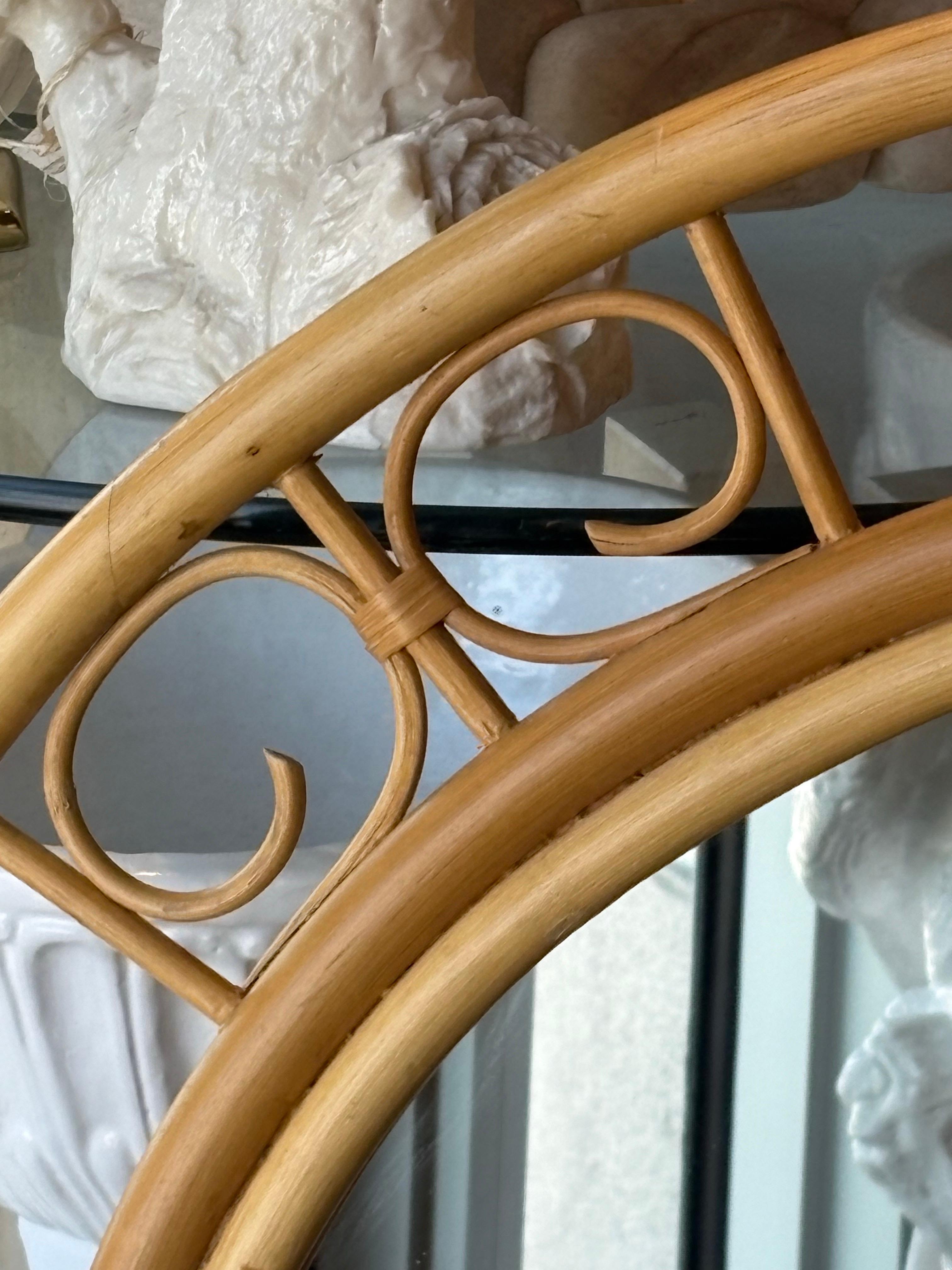 MIroir mural circulaire en rotin Vintage Mid Century Coast Palm Beach Vintage en vente 3