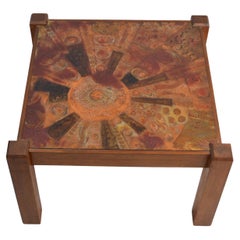 Vintage Mid century coffee table with worked copper top