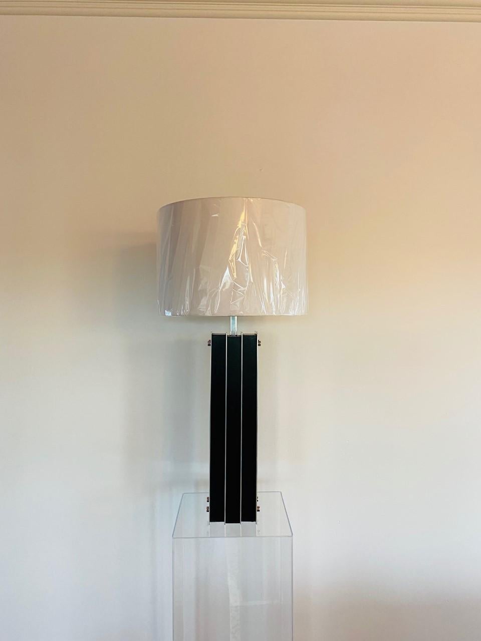 Chrome Vintage Mid-Century Column Table Lamp by Laurel For Sale
