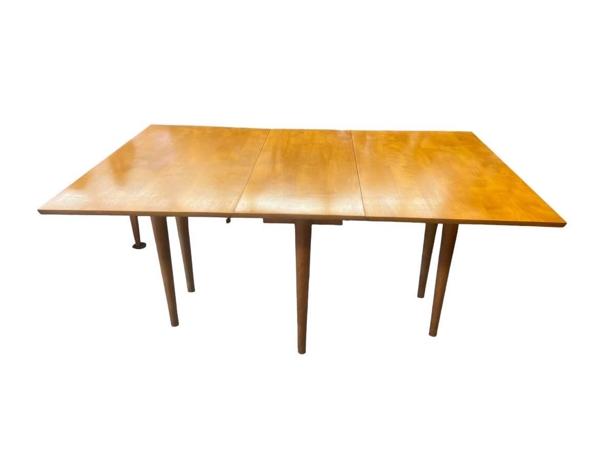 Vintage Midcentury Conant Ball Leslie Diamond Solid Wood Maple Dining Table In Good Condition In Seattle, WA