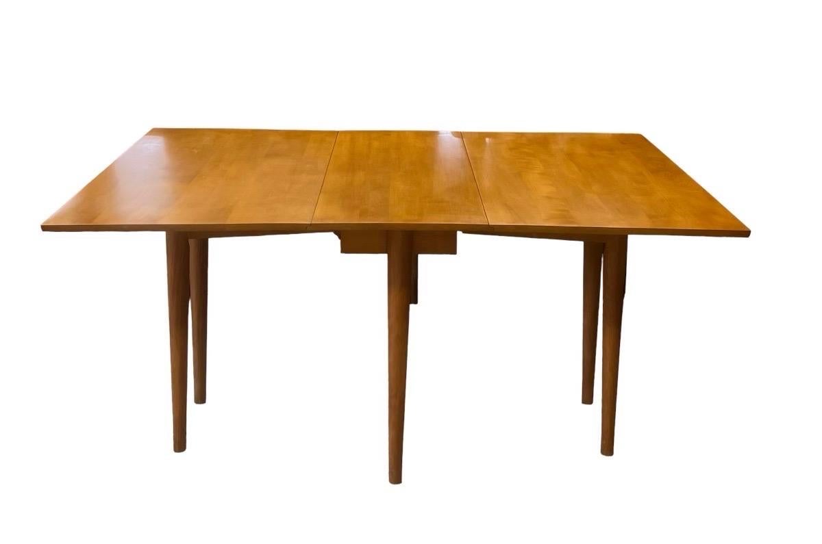 Late 20th Century Vintage Midcentury Conant Ball Leslie Diamond Solid Wood Maple Dining Table