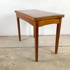 Vintage Mid-Century Console to Dining Table, Scalloped Top, Brass Sabots, 21”–78