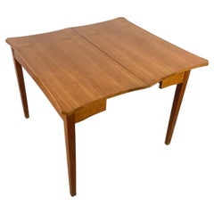 Vintage Mid-Century Console to Dining Table, Scalloped Top, Brass Sabots, 21”–78