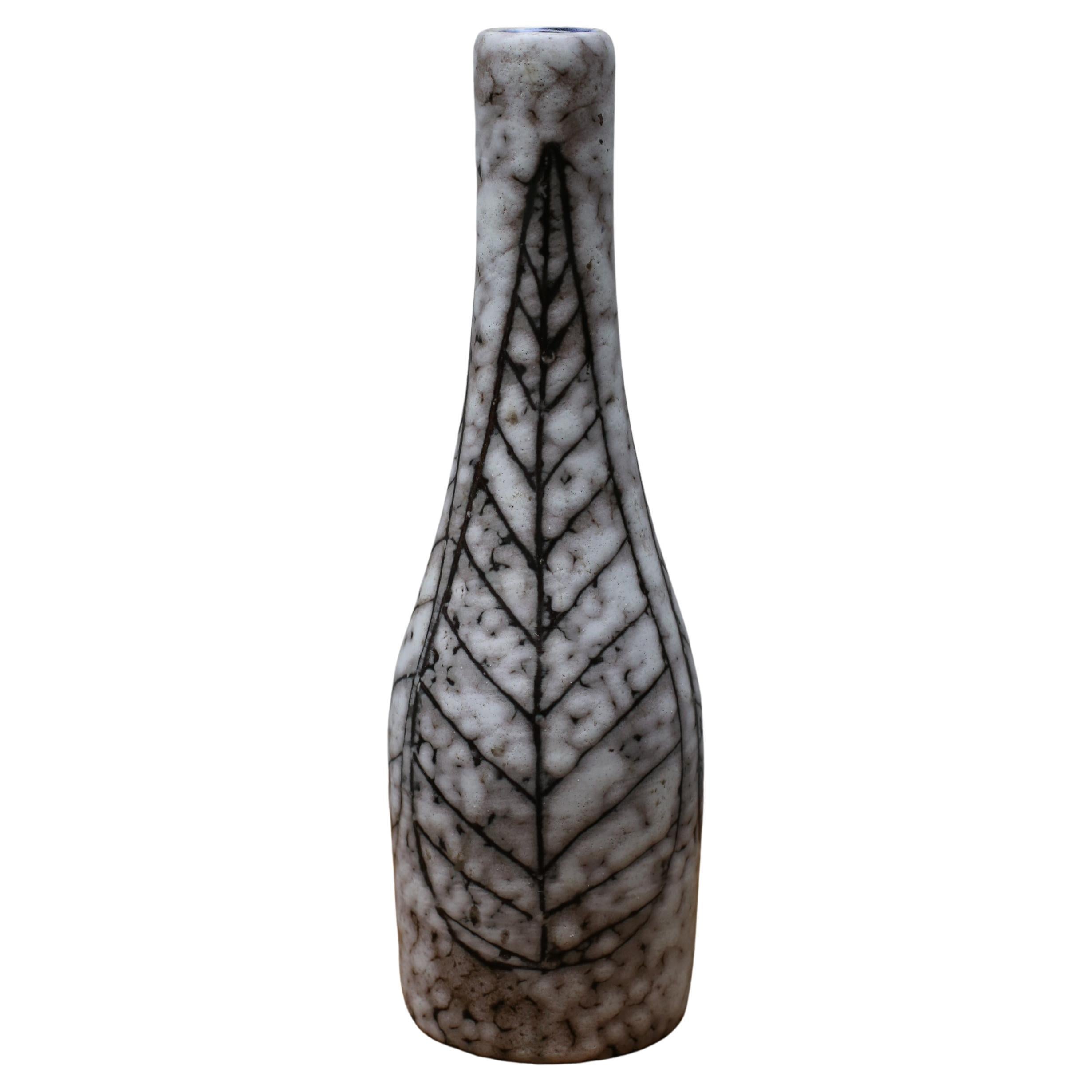Vintage Mid-Century Cream and Brown Ceramic Vase, Hungary, c.1960s