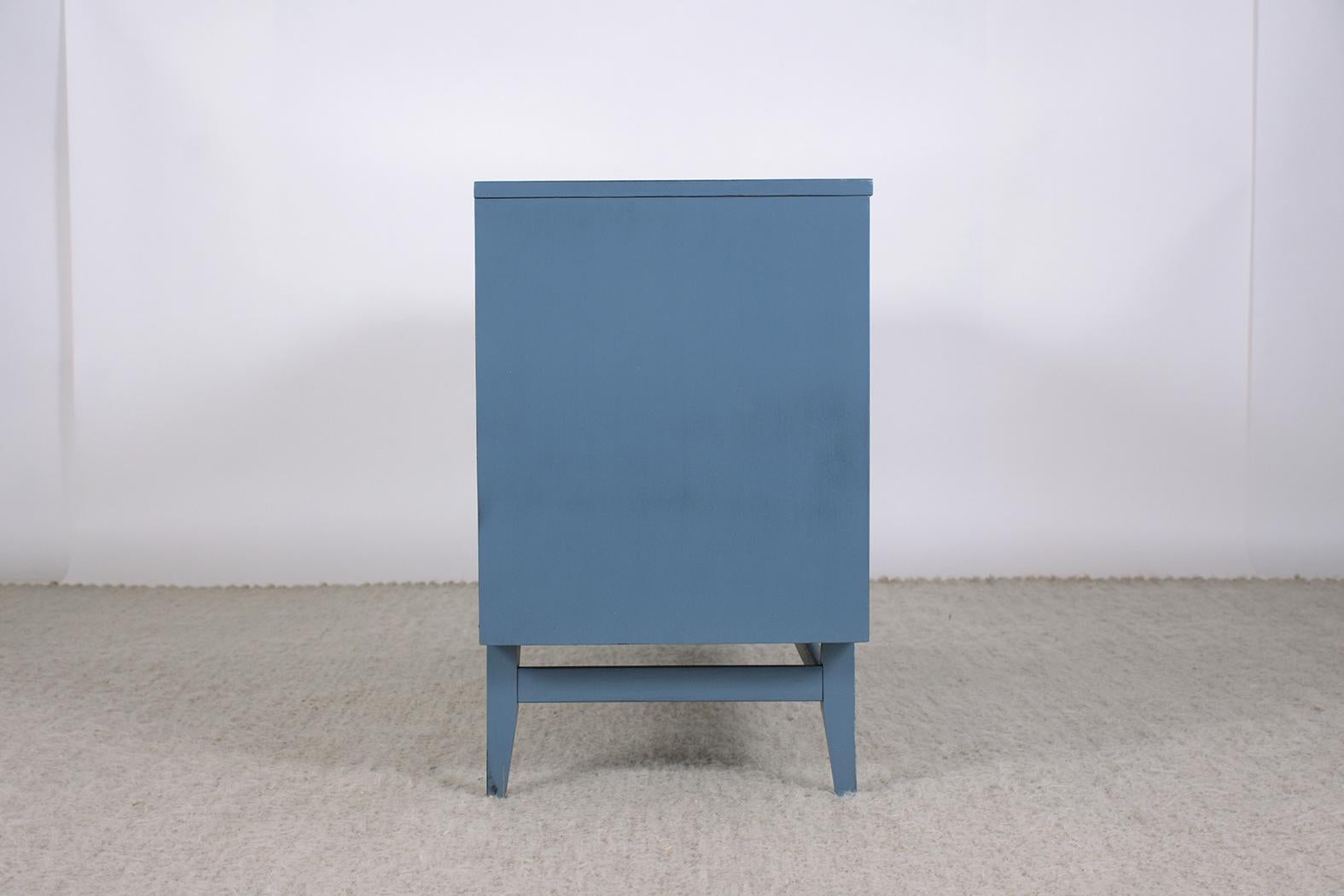 1960s Broyhill Brasilia Blue Lacquered Mid-Century Credenza - Elegantly Restored 6