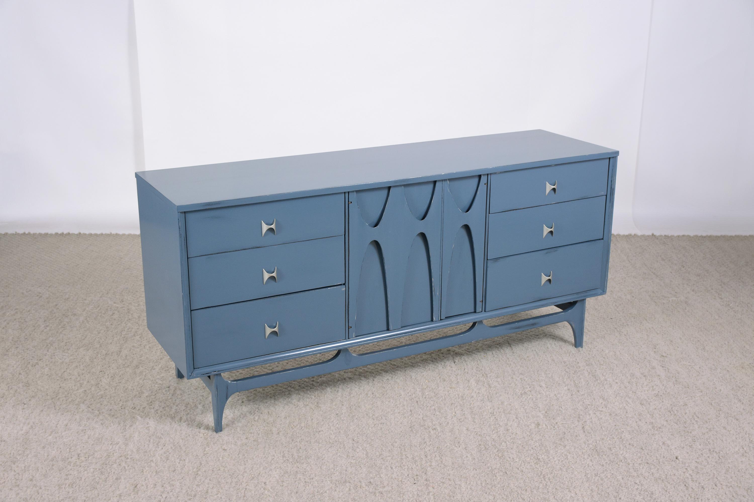 Hand-Crafted 1960s Broyhill Brasilia Blue Lacquered Mid-Century Credenza - Elegantly Restored
