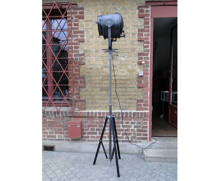 Aluminum Cremer Paris Vintage Projector on Tripod France Industrial Lamp Movie Theater