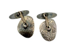 Gemelos vintage de mediados de siglo Jarra de plata de ley con textura martillada