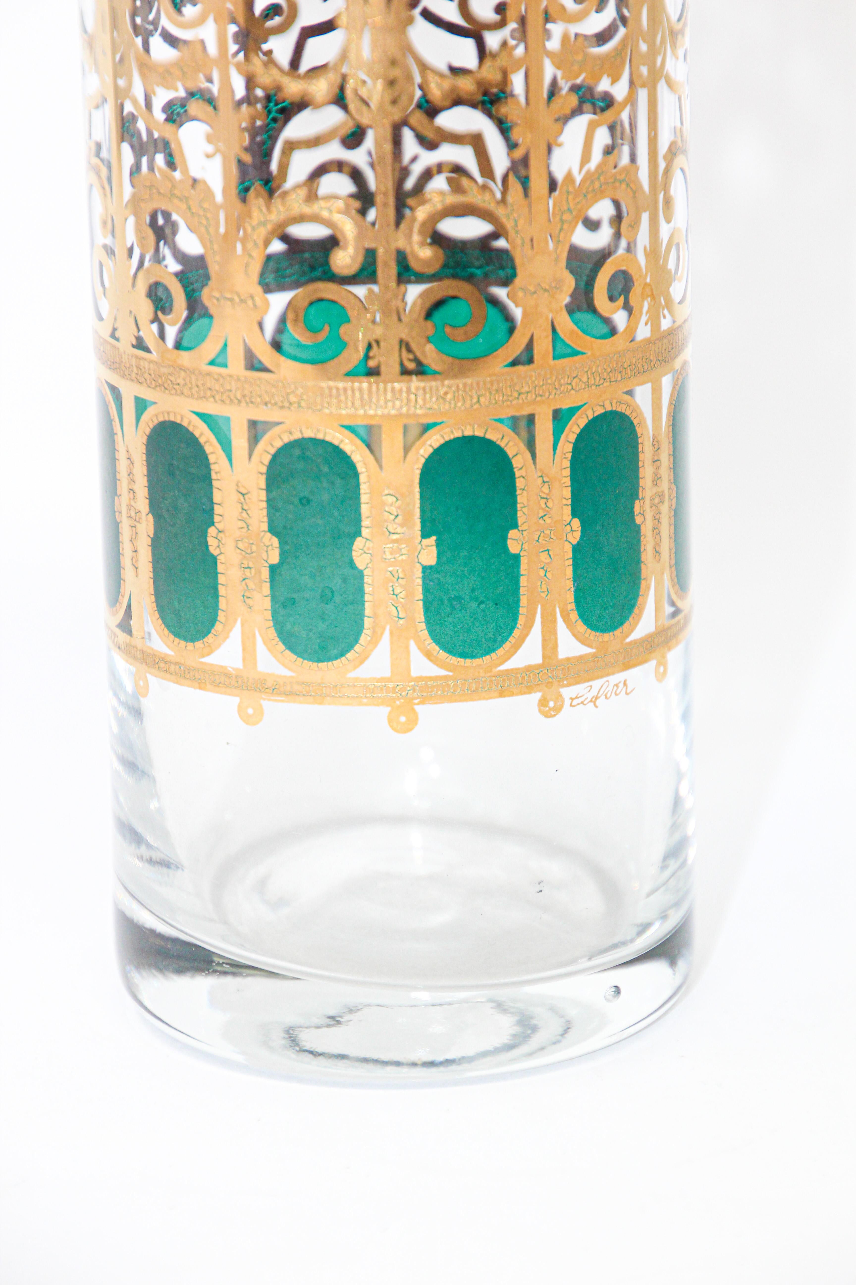 Américain Pichet à cocktail en faïence Culver Ltd des années 1960, motif Valence, 22 carats en vente