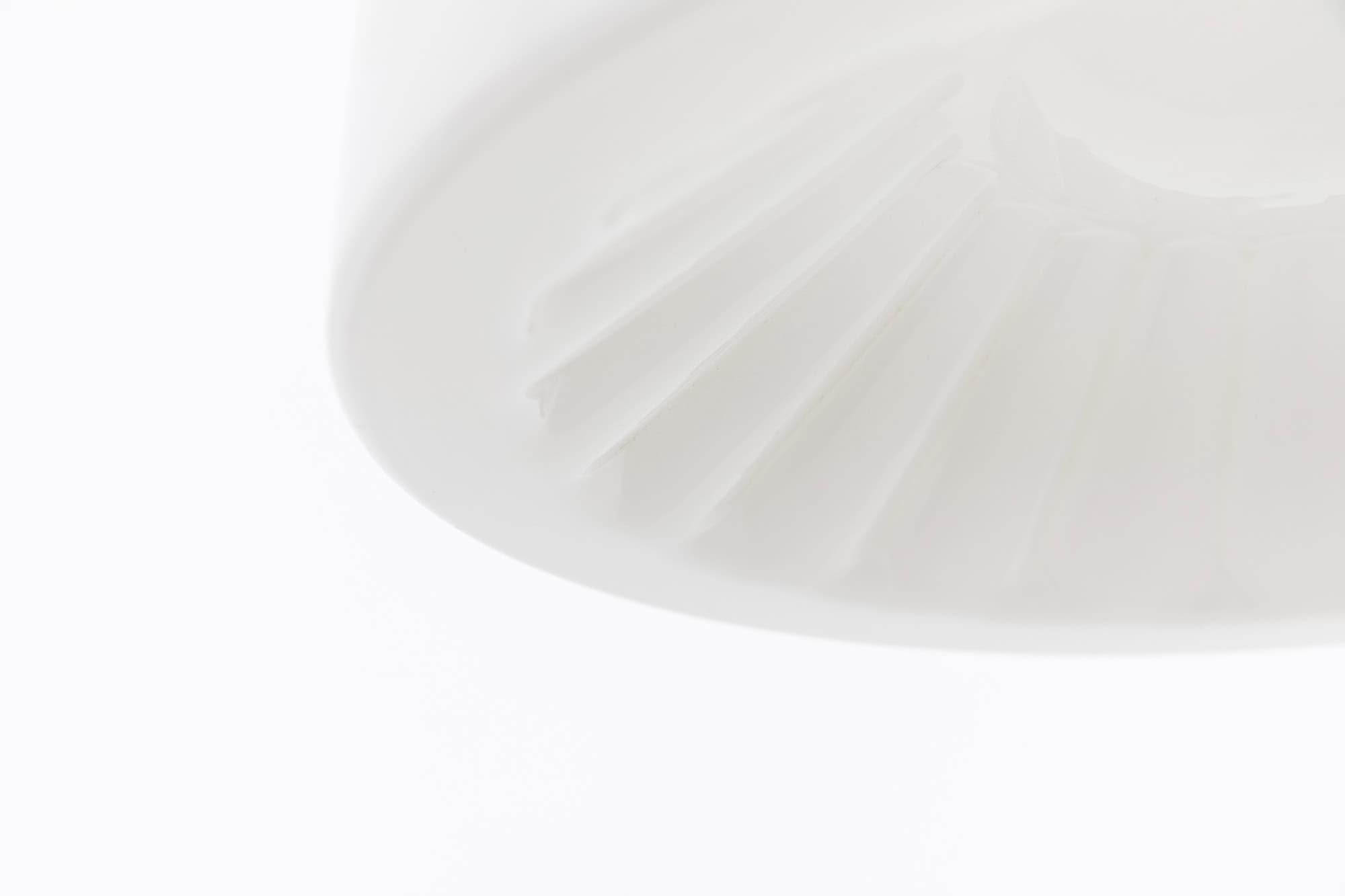 Pressed Vintage Mid-Century Czech Moulded Opaline Glass Pendant Light, C.1950 For Sale