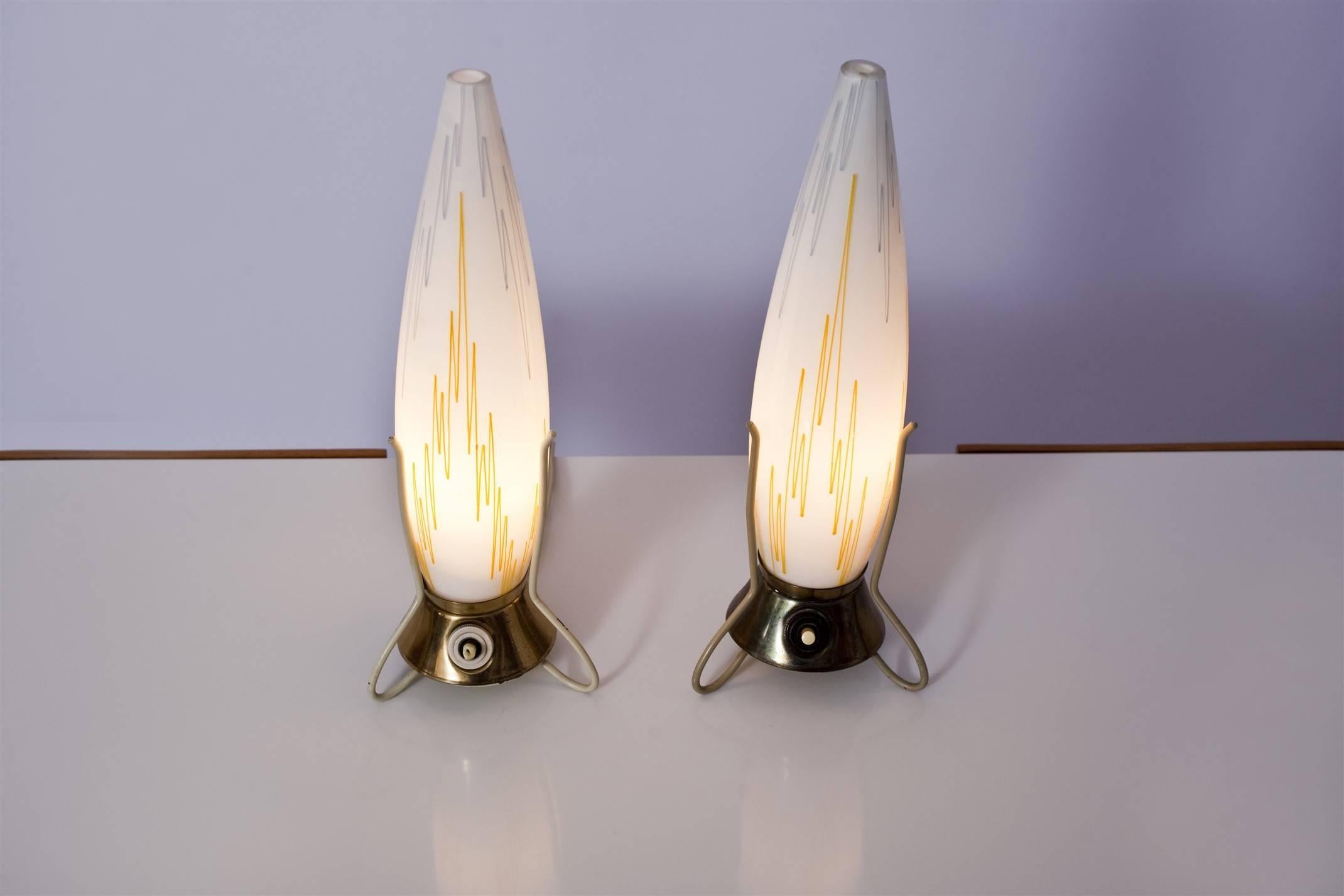 Mid-Century Modern Lampes de table tripodes tchèques du milieu du siècle dernier, lot de deux