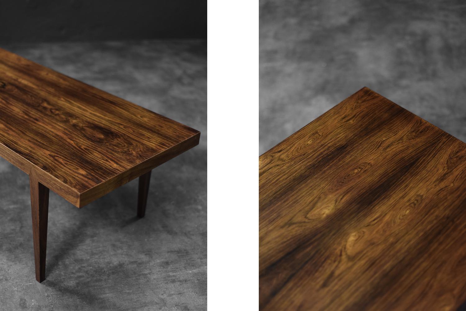 Table basse vintage en bois brun danois du milieu du siècle par Severin Hansen en vente 3