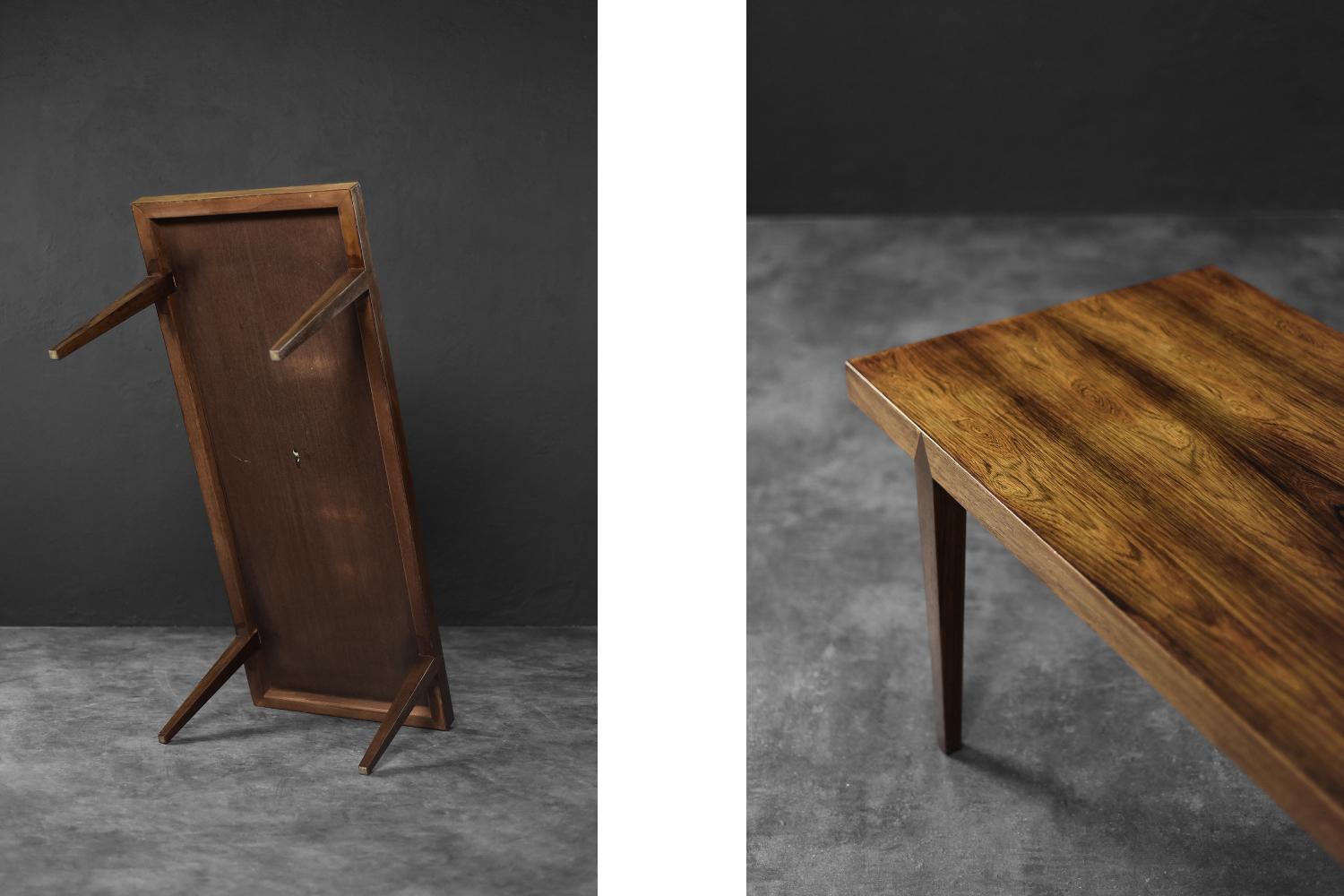Table basse vintage en bois brun danois du milieu du siècle par Severin Hansen en vente 4